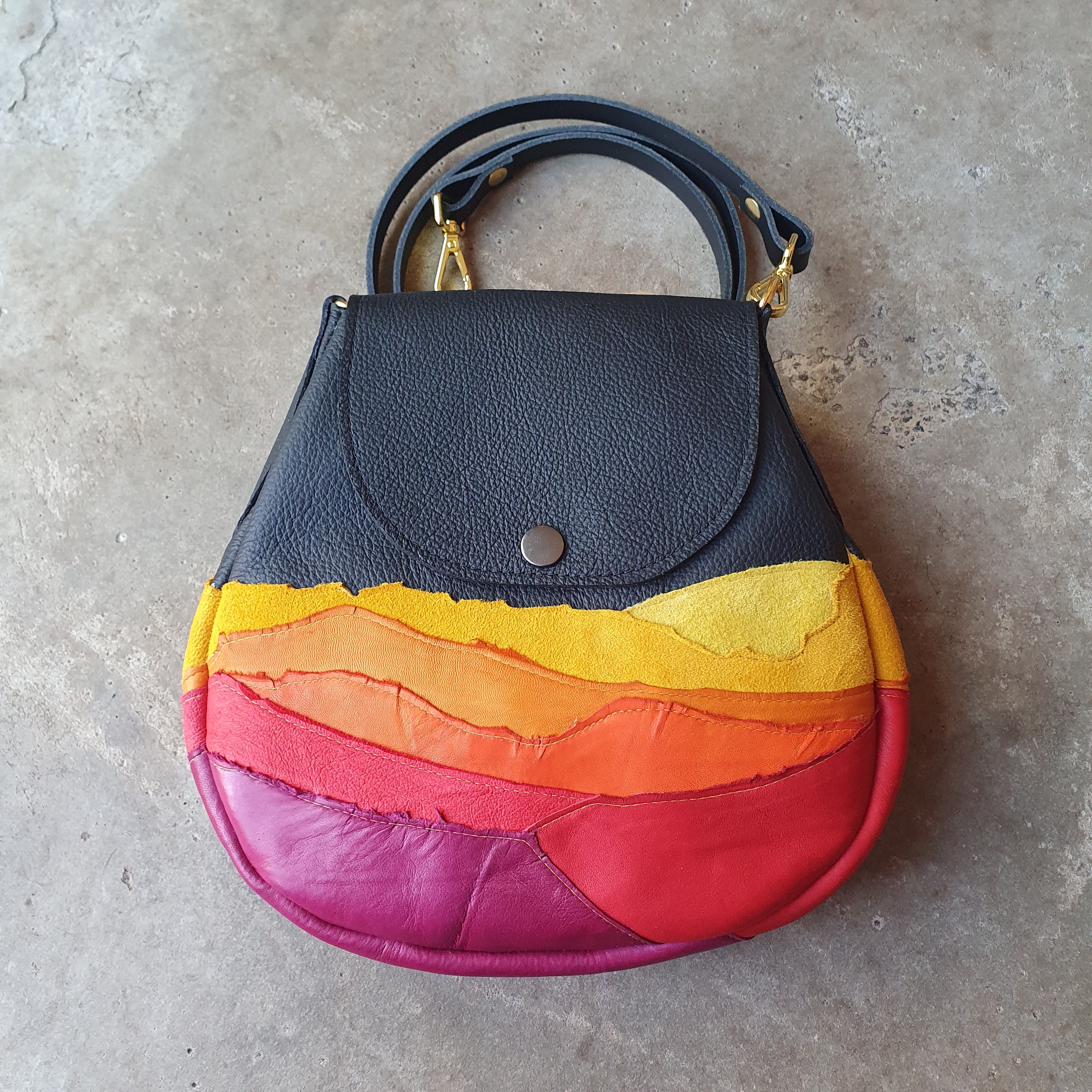 Vintage 70 Leather Multicolor Patchwork Striped Purse Bag | Shop THRILLING