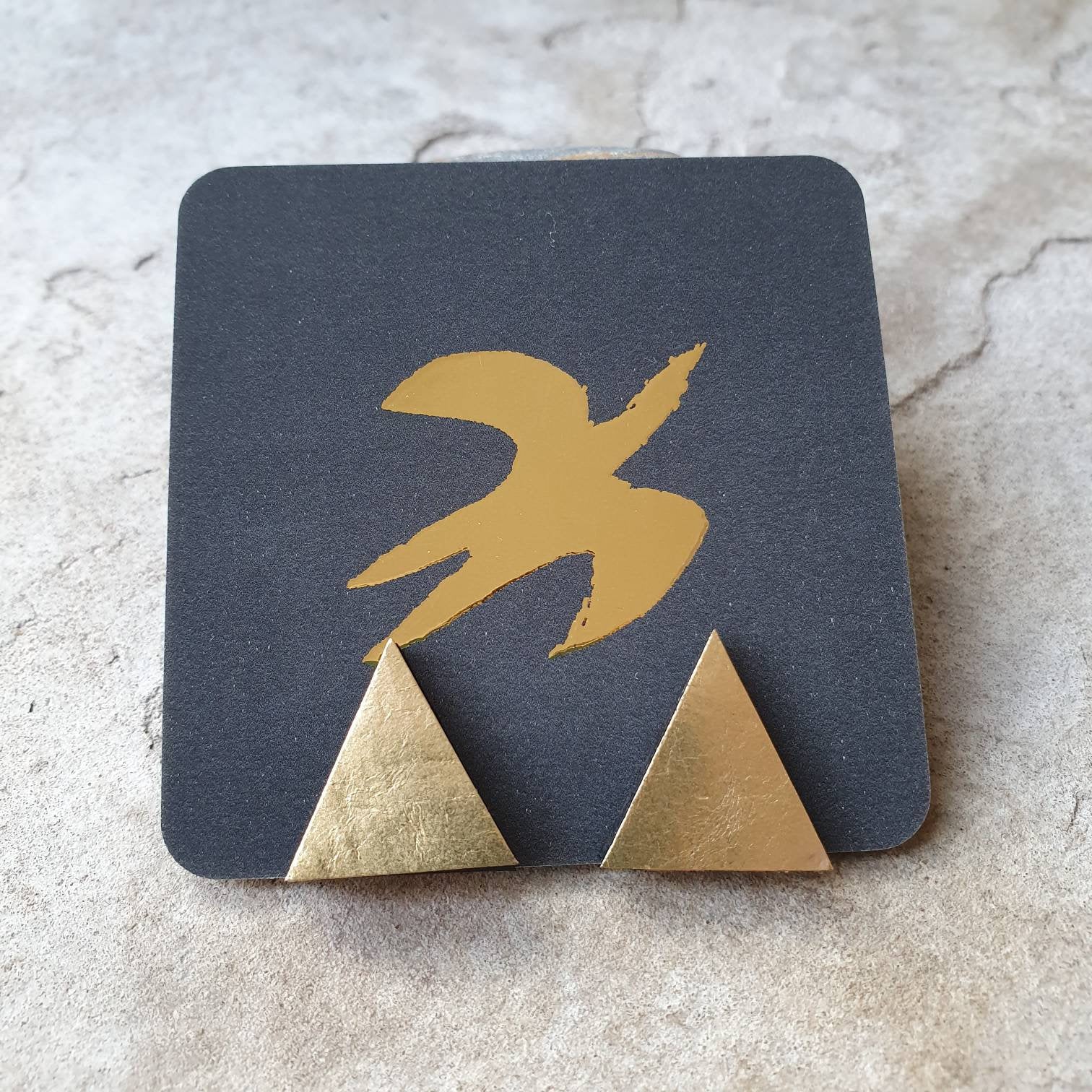 Golden triangle stud earrings