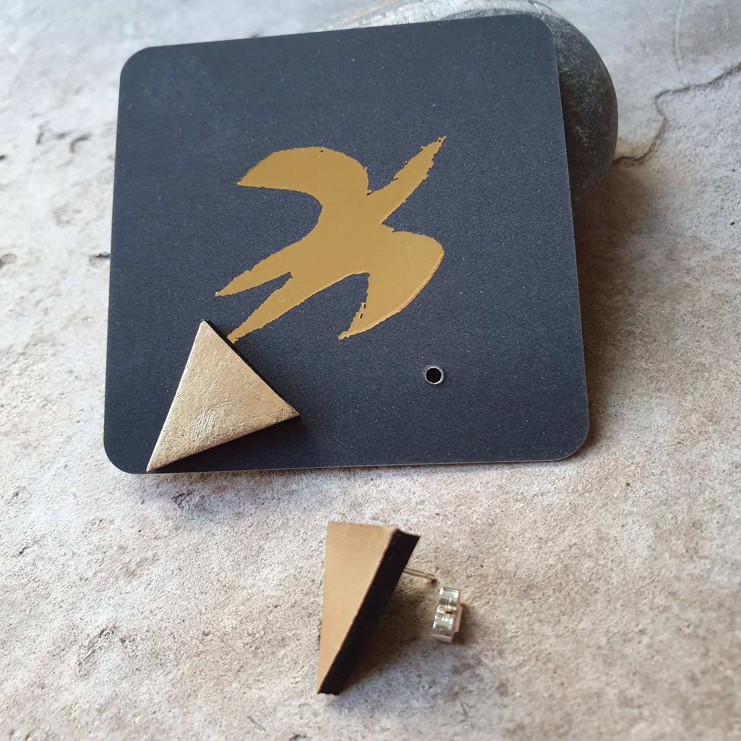 Golden triangle stud earrings