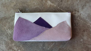 Ballet pink, mauve and purple leather pencil case