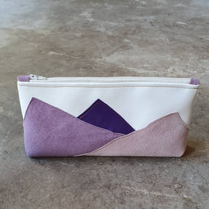 Ballet pink, mauve and purple leather pencil case