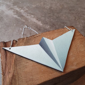 Leather paper aeroplane bib necklace