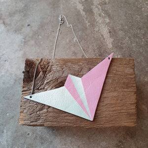 Leather paper aeroplane bib necklace