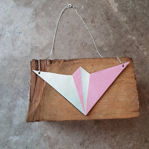 Leather paper aeroplane bib necklace