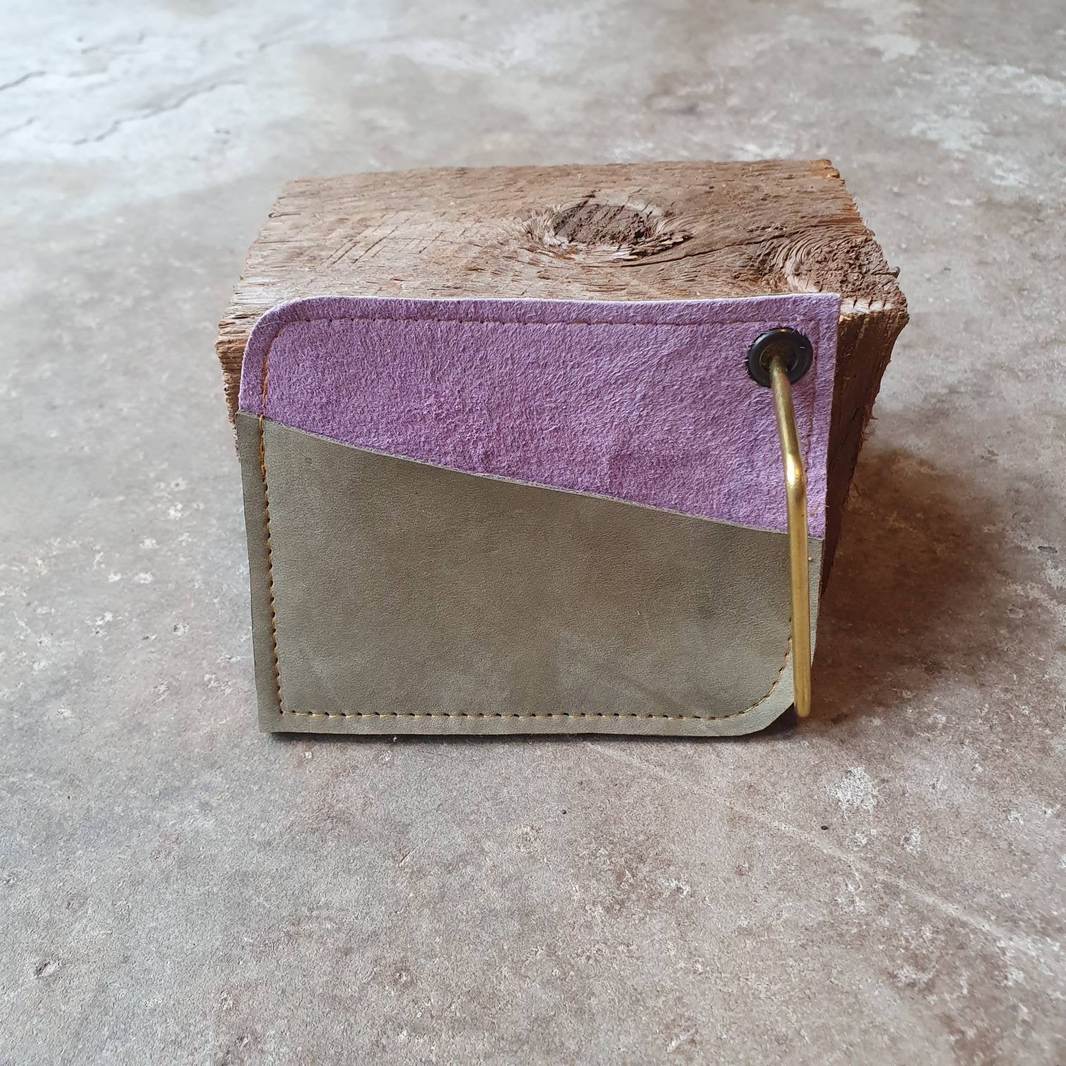 Olive and mauve card wallet