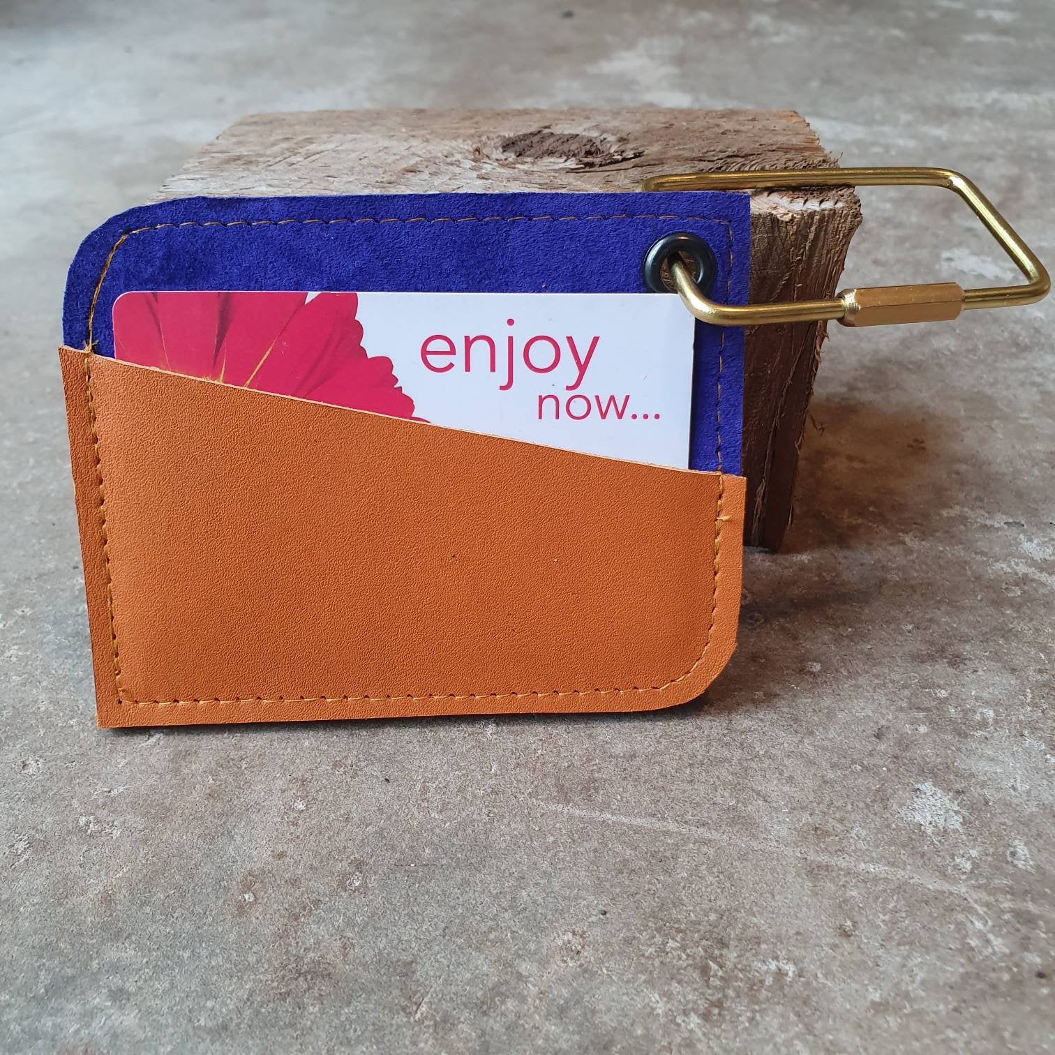 Orange, cobalt and yellow contrast card wallet