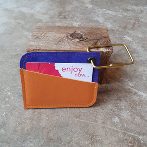 Orange, cobalt and yellow contrast card wallet