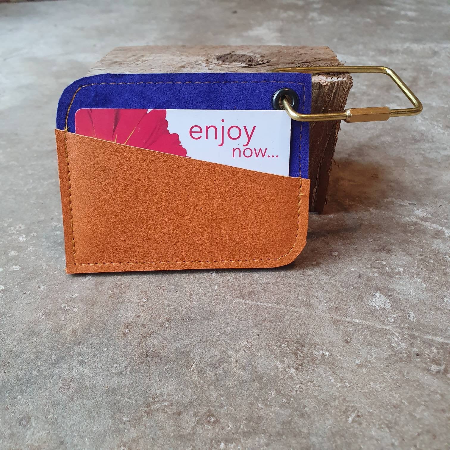 Orange, cobalt and yellow contrast card wallet