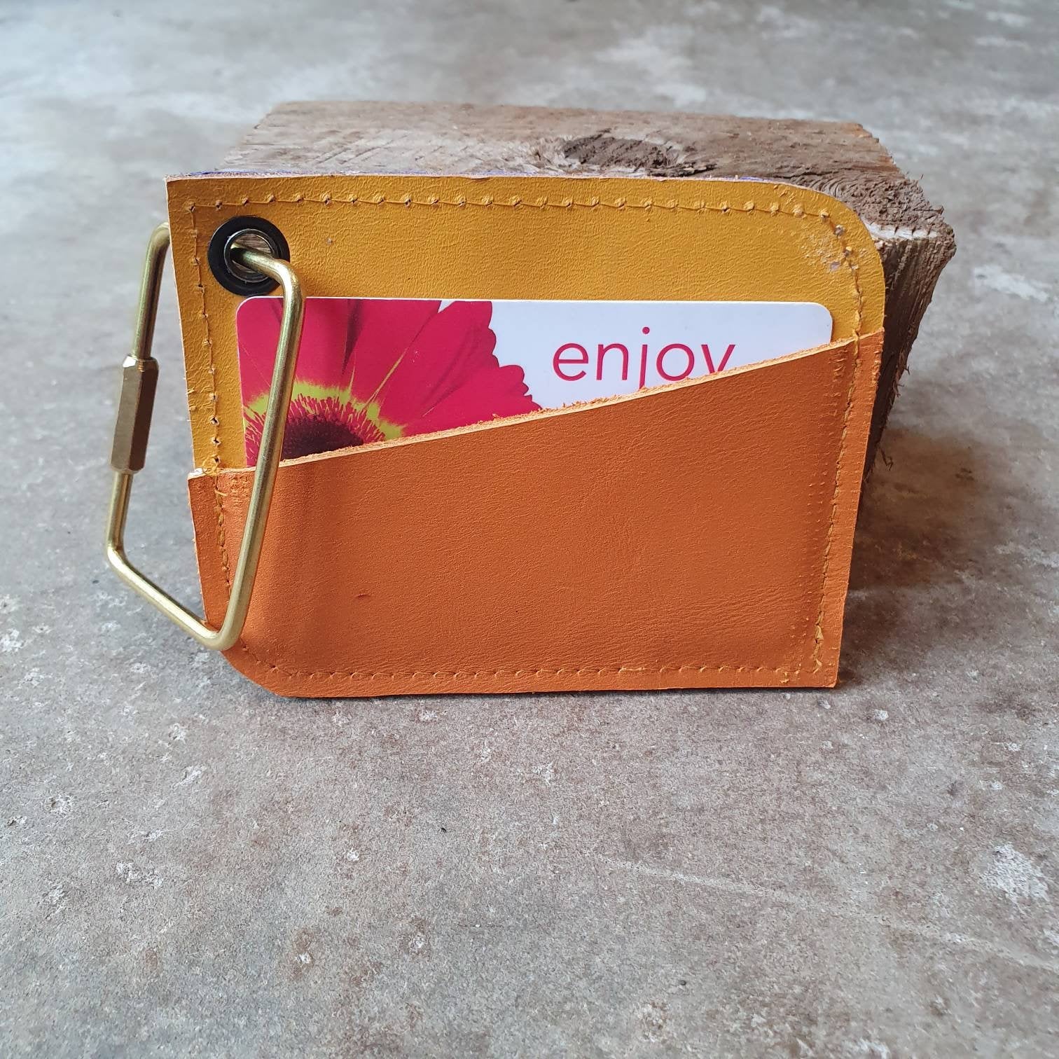 Orange, cobalt and yellow contrast card wallet