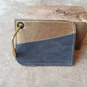 Black and gold leather card wallet