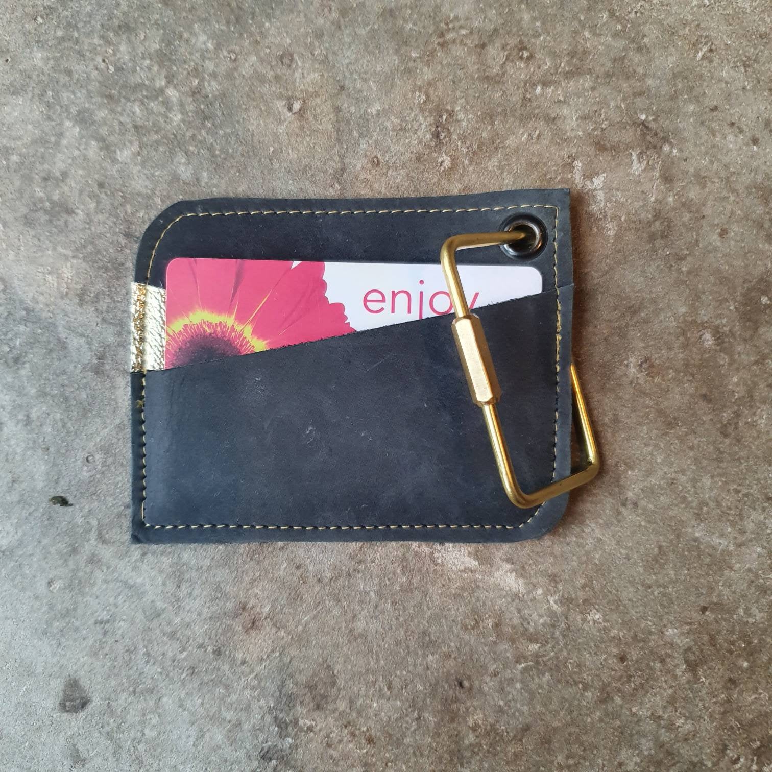 Black and gold leather card wallet