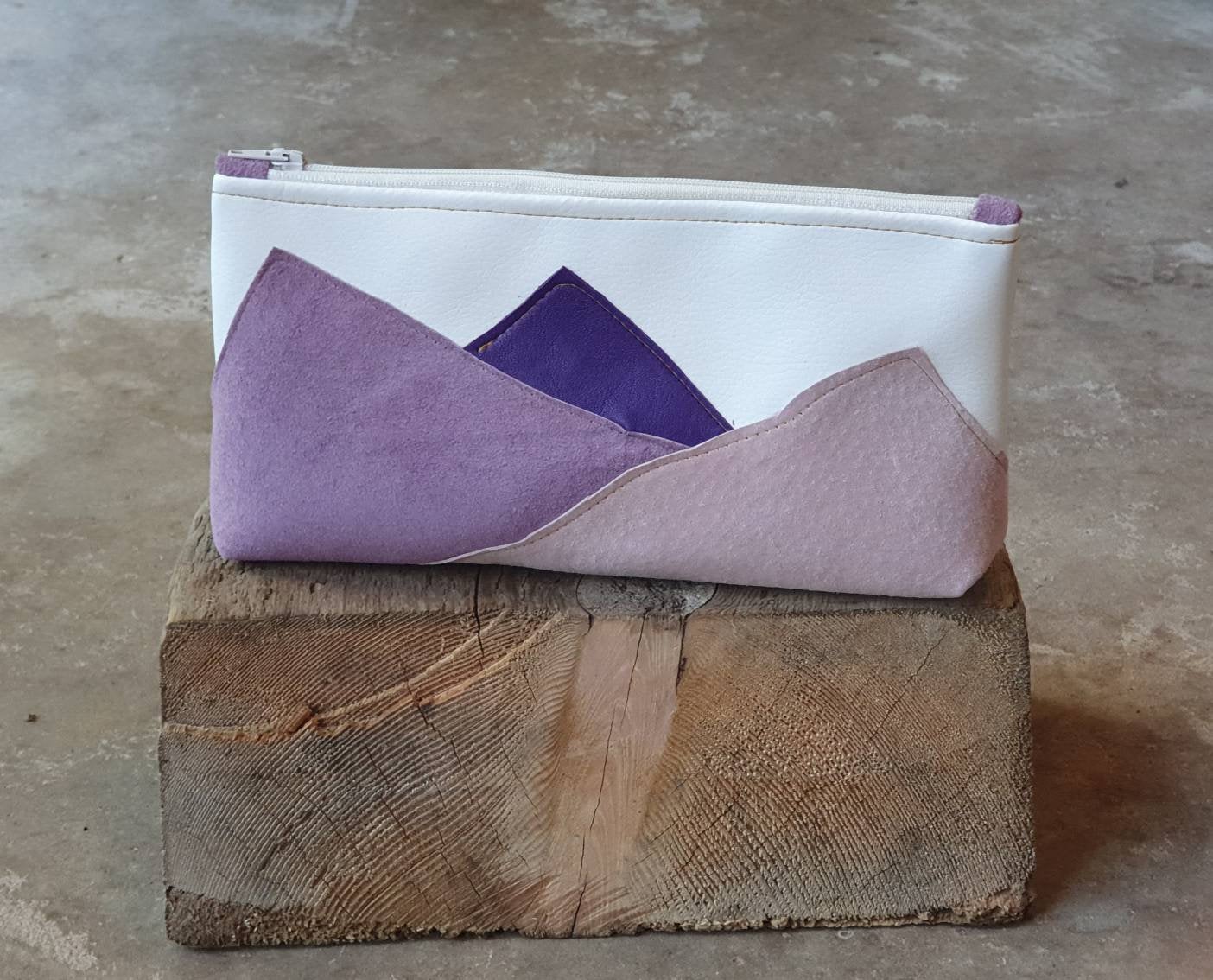 Ballet pink, mauve and purple leather pencil case