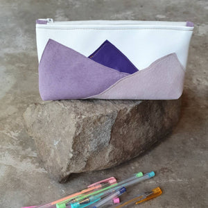 Ballet pink, mauve and purple leather pencil case