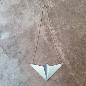 Leather paper aeroplane bib necklace