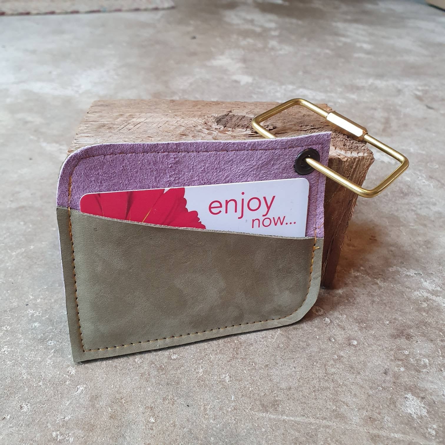 Olive and mauve card wallet