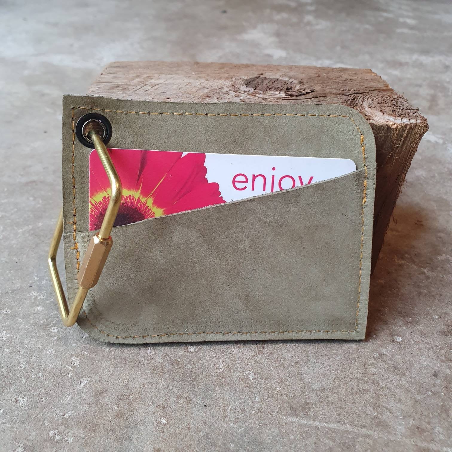 Olive and mauve card wallet