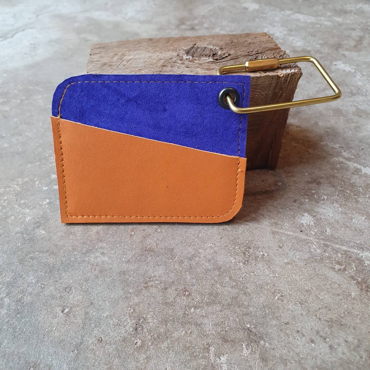 Orange, cobalt and yellow contrast card wallet