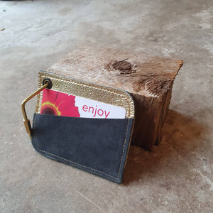 Black and gold leather card wallet