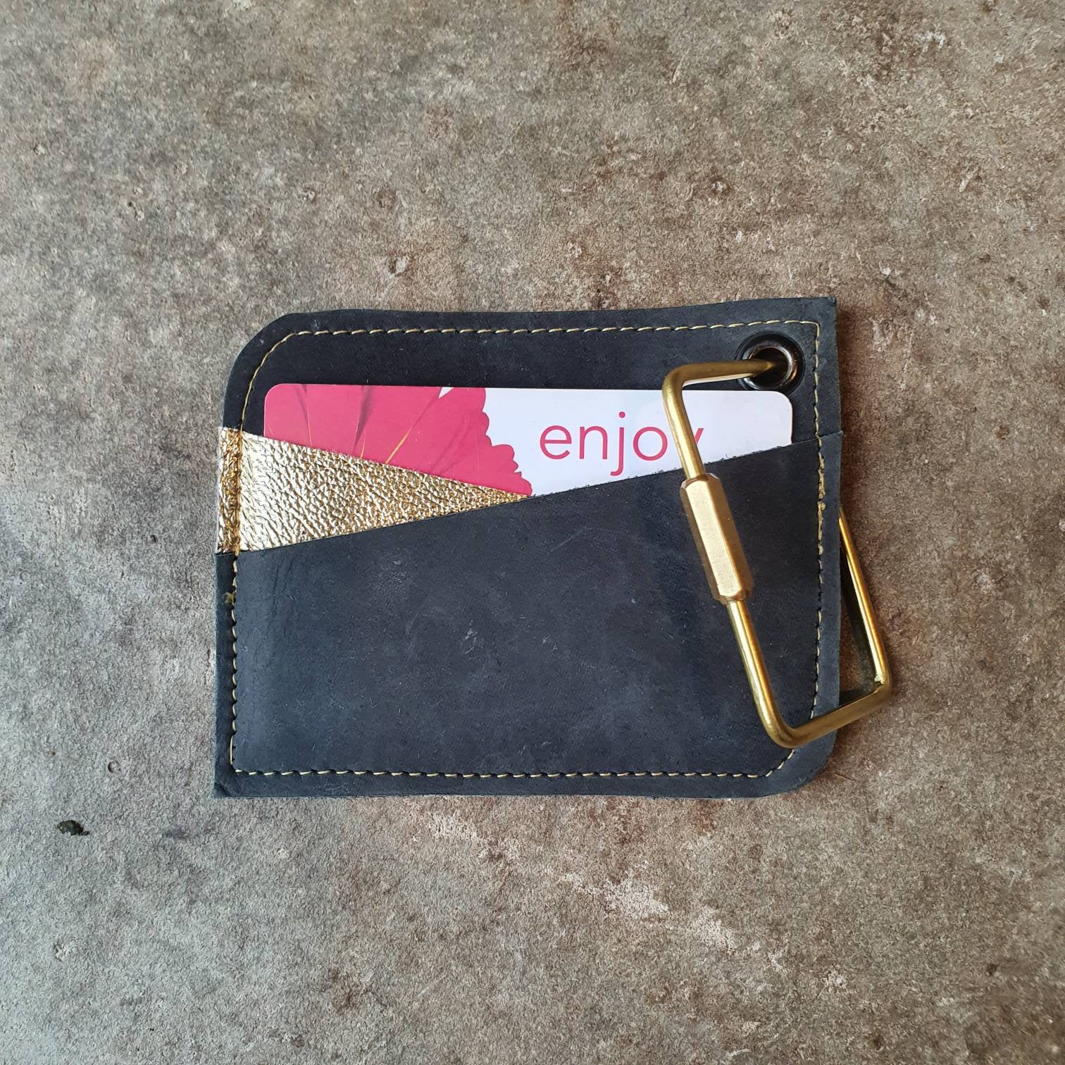 Black and gold leather card wallet