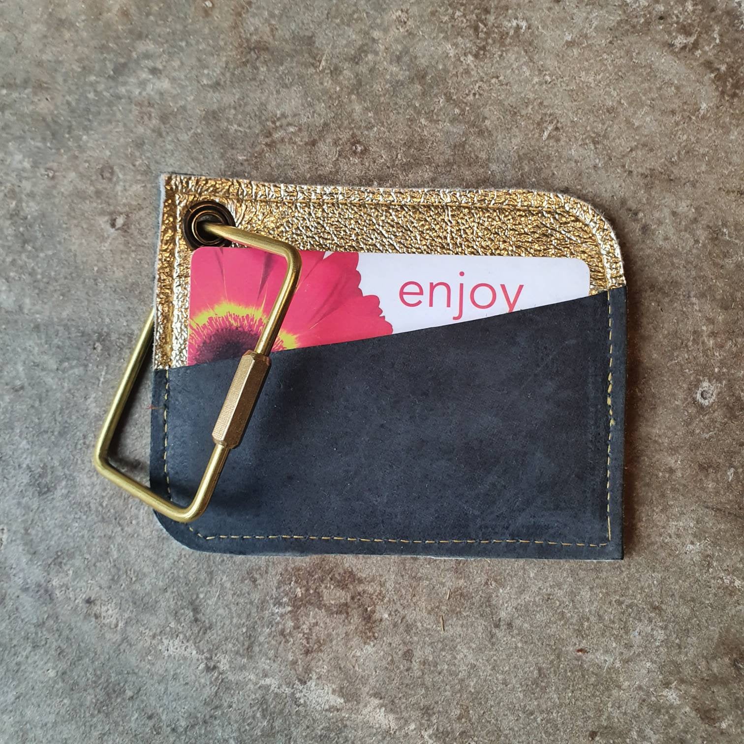 Black and gold leather card wallet