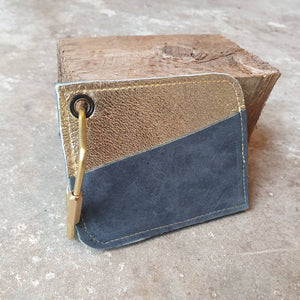 Black and gold leather card wallet