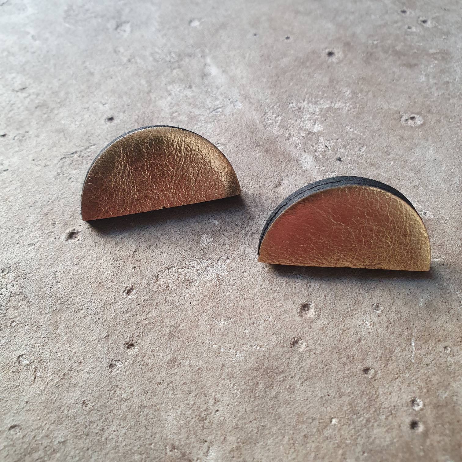 Gold semi-circle stud earrings