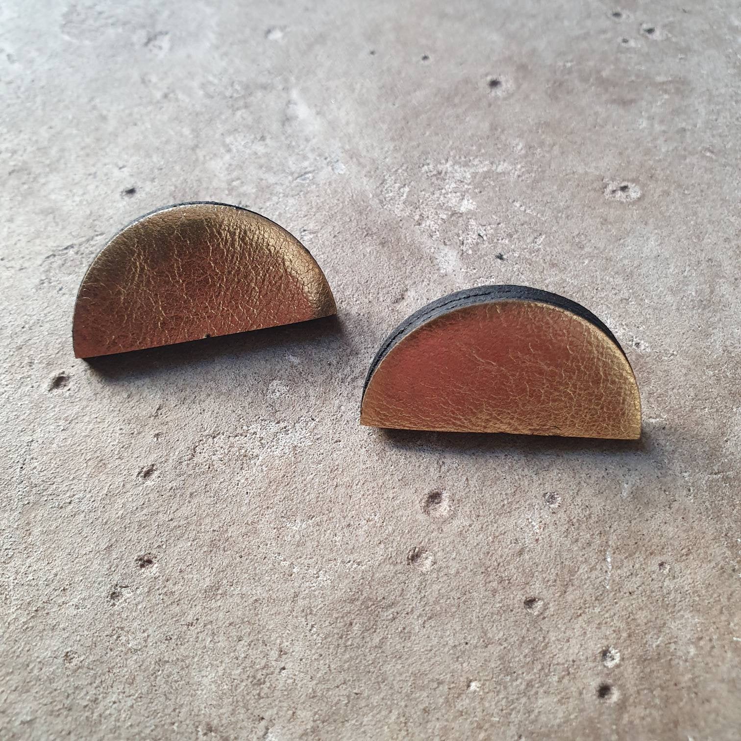 Gold semi-circle stud earrings