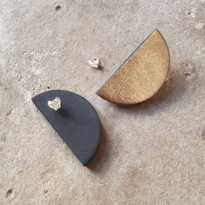 Gold semi-circle stud earrings