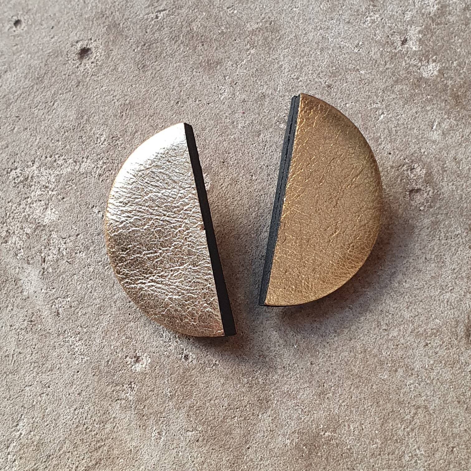 Gold semi-circle stud earrings