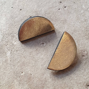 Gold semi-circle stud earrings