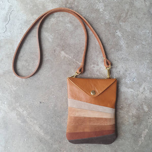 Tan & brown leather and suede cross body handbag