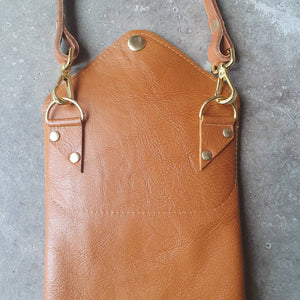 Tan & brown leather and suede cross body handbag