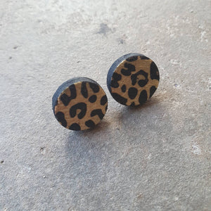 Leopard print chubby stud earrings