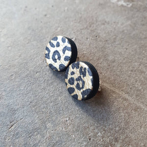 Leopard print chubby stud earrings