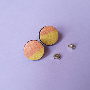 Yellow & peach chubby stud earrings