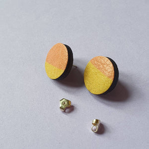 Yellow & peach chubby stud earrings