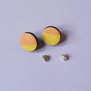 Yellow & peach chubby stud earrings